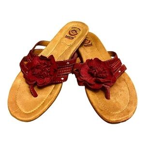 Earth Spirit Gelron 2000 Comfort Leather Thong Style Sandals in Pink and Tan